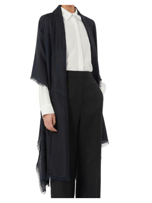 Stola in misto seta e cotone con logo all-over, colore nero MAX MARA | 4546025106001